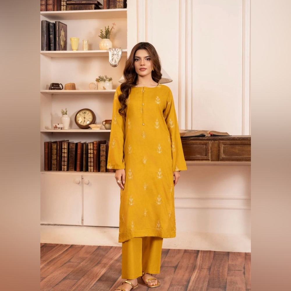 Mustard Yellow Straight Kurta Bottoms Set